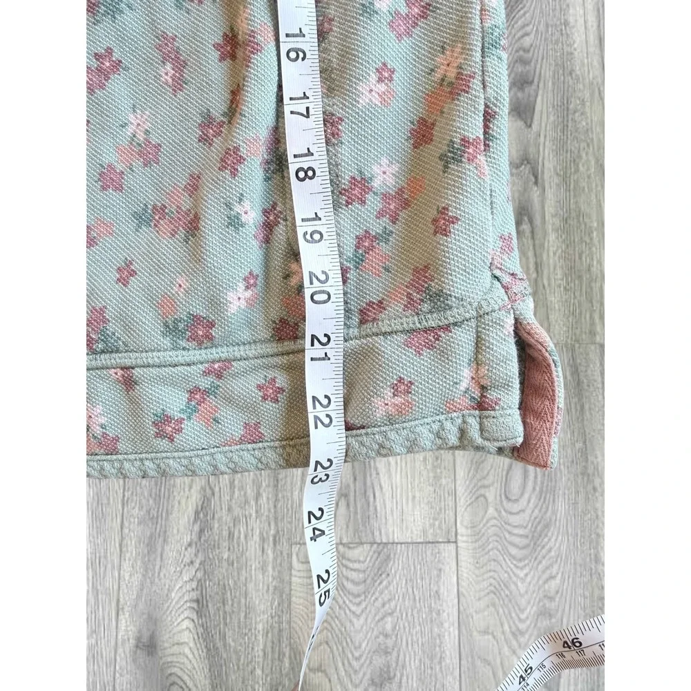 FatFace The Airlie Sweatshirt Women 6 Mint Green Floral Waffle Knit Quarter Zip